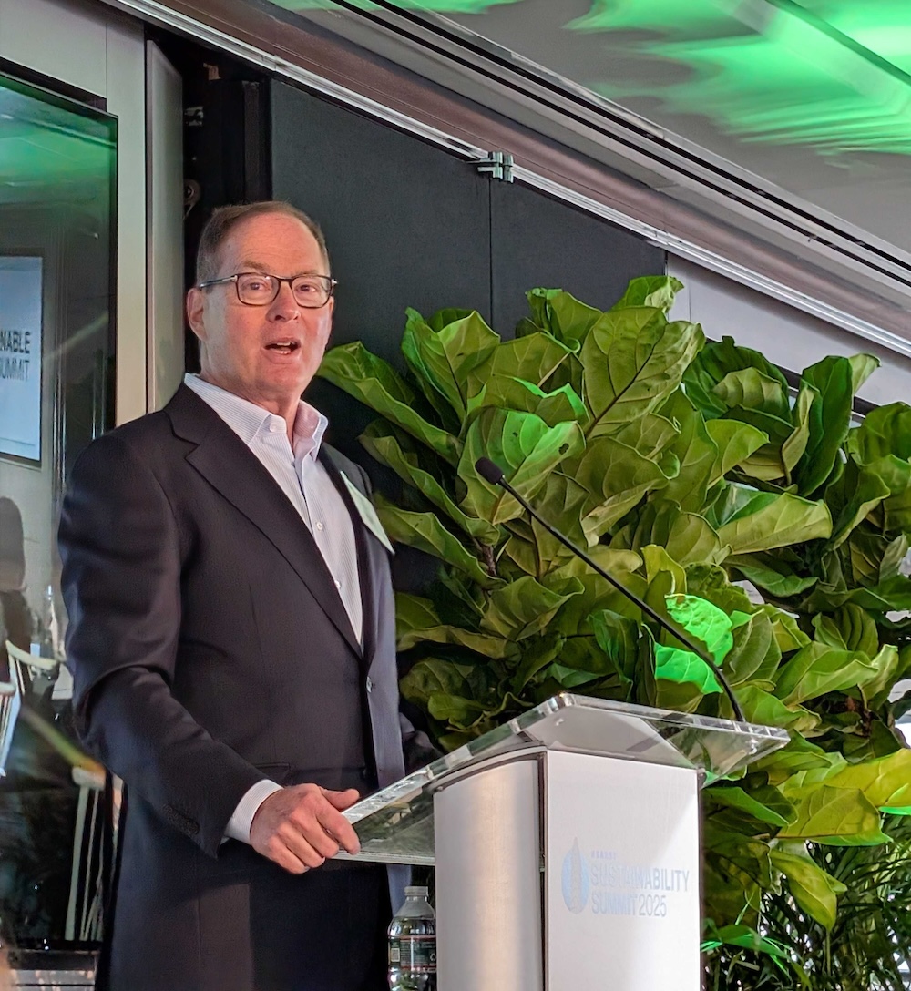 David Carey of Hearst speaks at an Earth Day event today